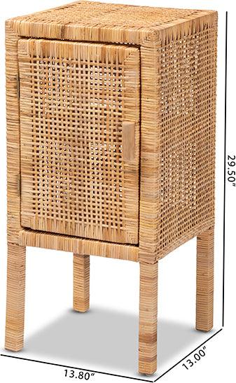 Wholesale Interiors Nightstands & Side Tables - Vivan Modern Bohemian Natural Brown Rattan 1-Door Nightstand