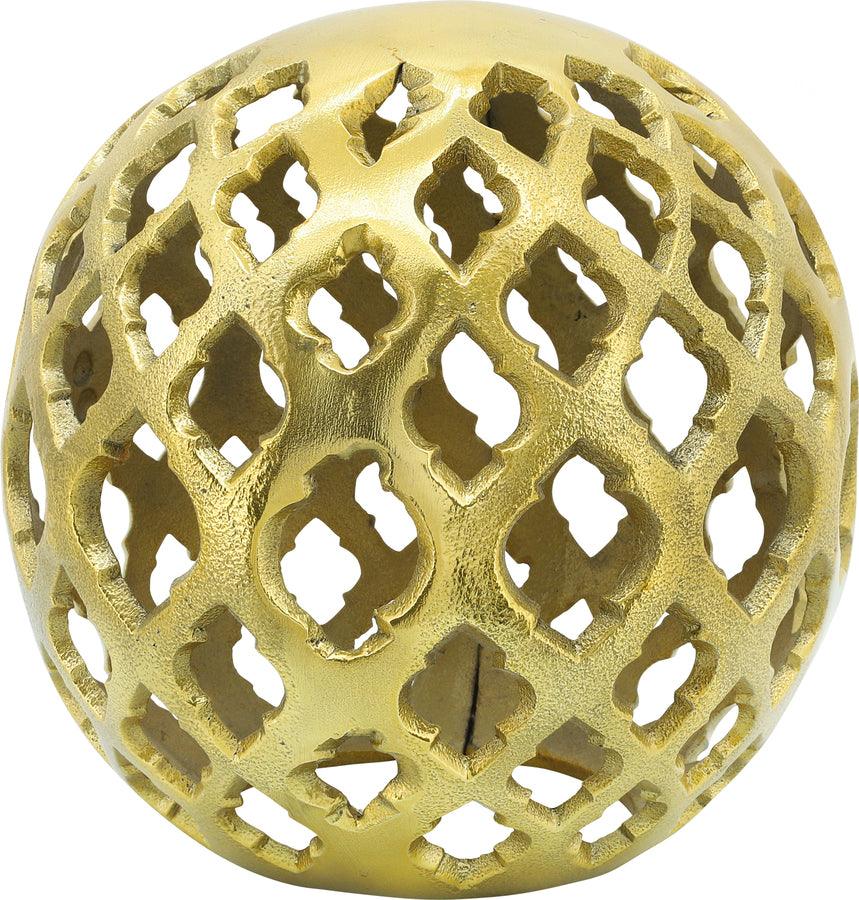 Sagebrook Home Decorative Objects - Metal, 6" Cut-Out Orb, Gold