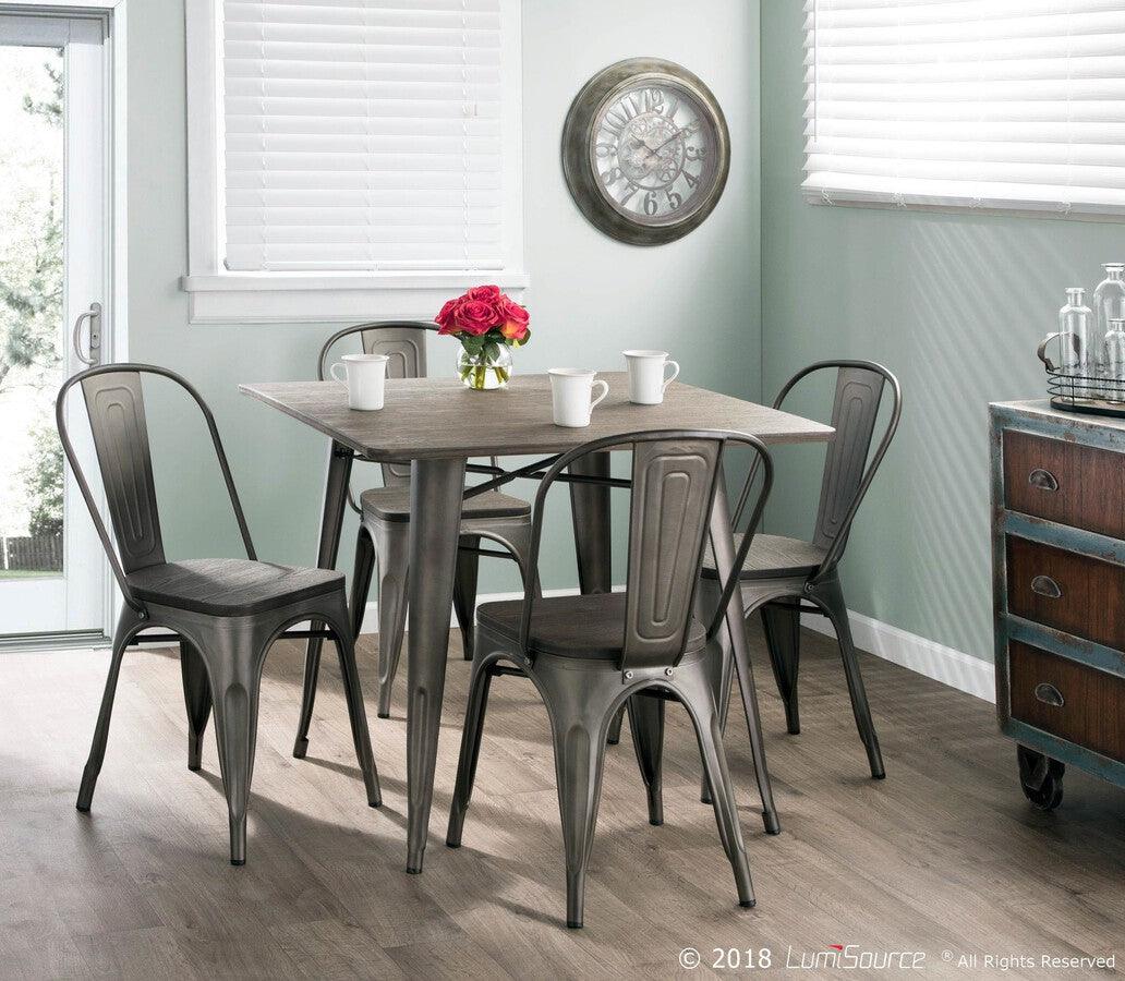 Lumisource Dining Tables - Oregon 36" Industrial-Farmhouse Dining Table in Antique and Espresso