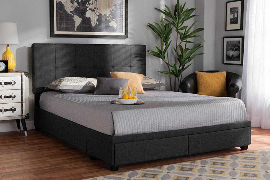 Wholesale Interiors Beds - Netti King Storage Bed Dark Gray & Black