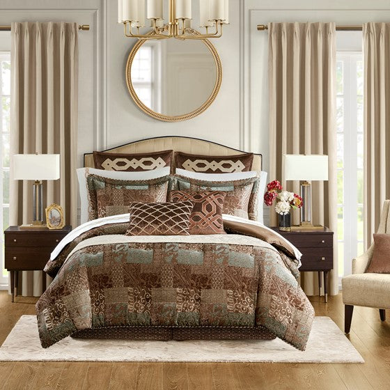 Olliix.com Comforters & Blankets - 4 Piece Brown Comforter Set Brown King