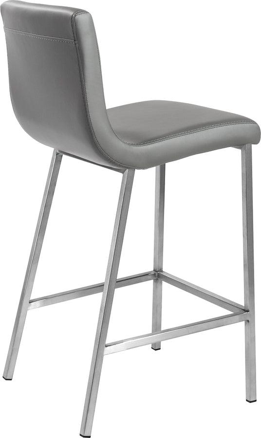 Euro Style Barstools - Scott Counter Stool in Gray and Brushed Stainless Steel - Set of 2