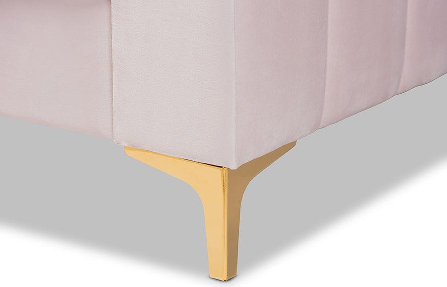 Wholesale Interiors Daybeds - Oksana Light Pink Velvet & Gold Finished Full Size Daybed
