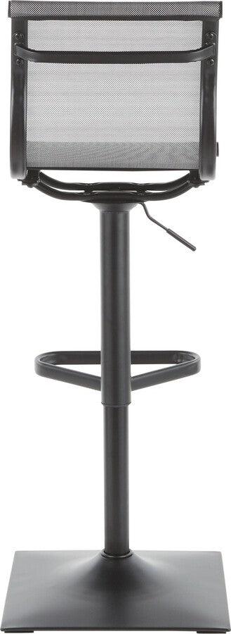 Lumisource Barstools - Mirage Contemporary Barstool in Black Metal and Silver Mesh Fabric