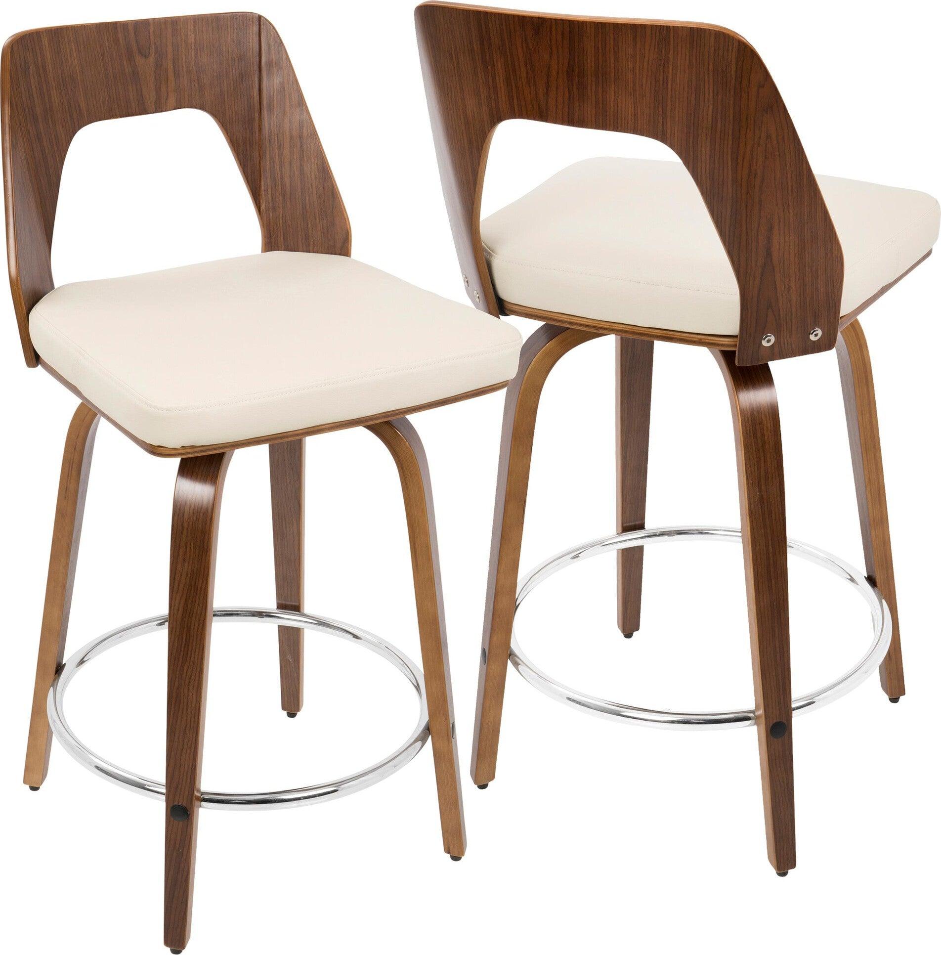 Lumisource Barstools - Trilogy 24" Counter Stool Walnut & Cream (Set of 2)