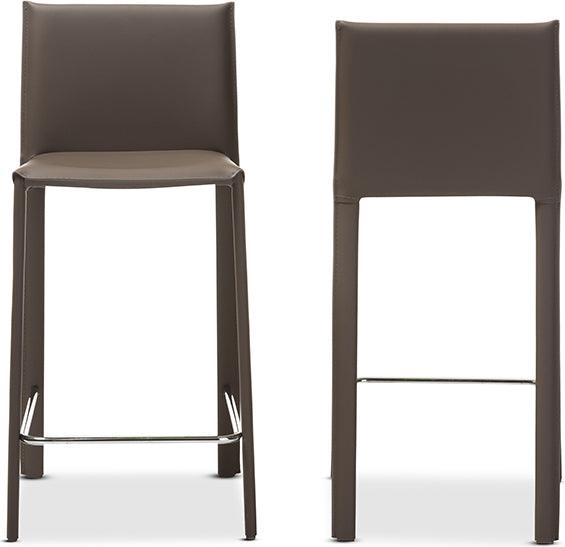 Wholesale Interiors Barstools - Crawford Modern And Contemporary Taupe Leather Upholstered Counter Height Stool (Set Of 2)