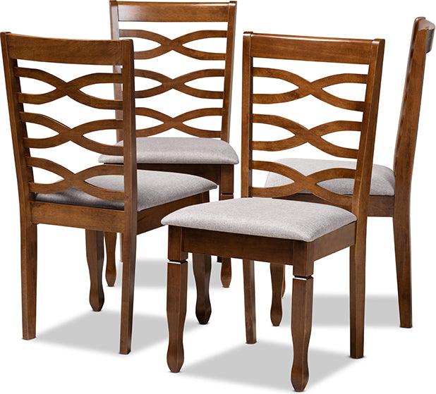 Wholesale Interiors Dining Chairs - Elijah Grey Fabric Upholstered And Walnut Brown Finished Wood 4-Piece Dining Chair Set