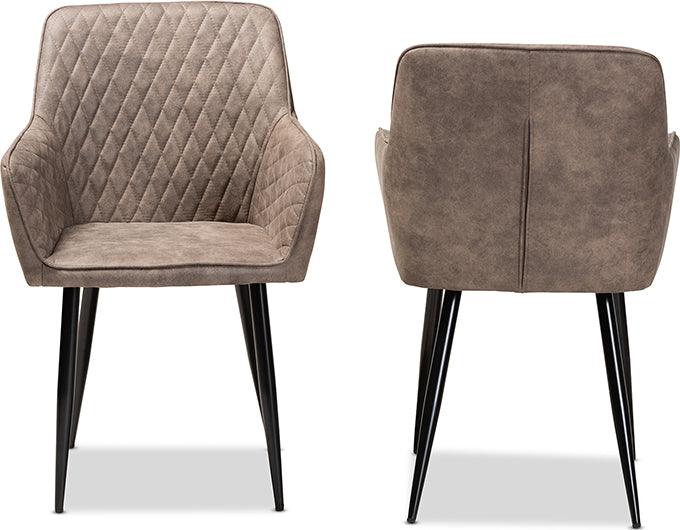 Wholesale Interiors Dining Chairs - Belen Grey And Brown Imitation Leather Upholstered 2-Piece Metal Dining Chair Set