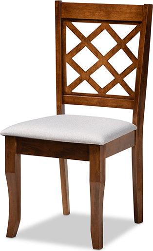 Wholesale Interiors Dining Sets - Verner Grey Fabric Upholstered and Walnut Brown Finished Wood 7-Piece Dining Set