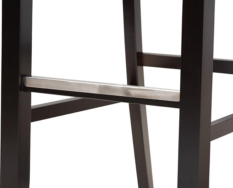 Wholesale Interiors Barstools - Jason Sand Fabric Upholstered and Espresso Brown Finished Wood 2-Piece Bar Stool Set