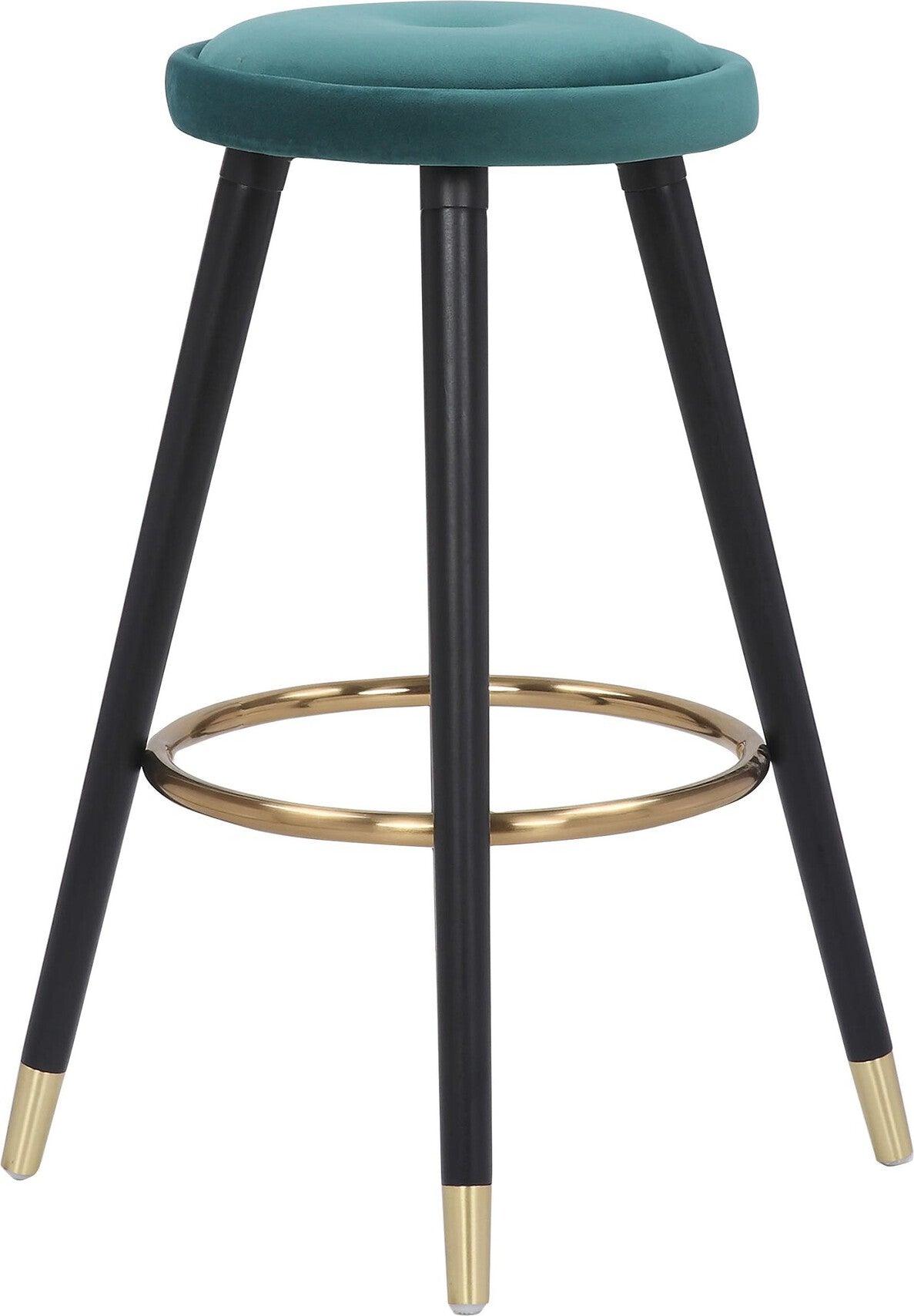 Lumisource Barstools - Cavalier Counter Stool (Set of 2) Black & Green Velvet