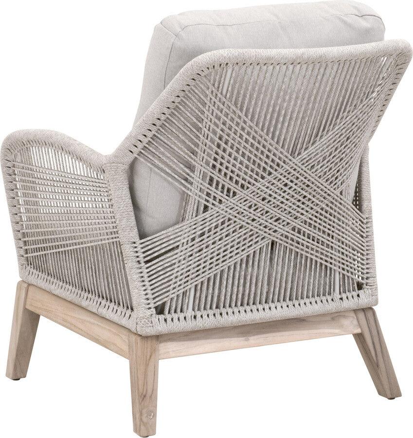 Essentials For Living Outdoor Chairs - Loom Outdoor Club Chair - Taupe and White-Gray Teak