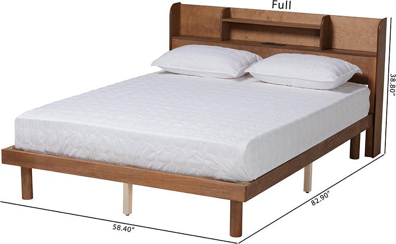 Wholesale Interiors Beds - Harper Mid-Century Modern Transitional Walnut Brown Finished Wood Queen Size Platform Bed