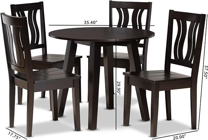 Wholesale Interiors Dining Sets - Anesa Contemporary Transitional Dark Brown Finished Wood 5-Piece Dining Set