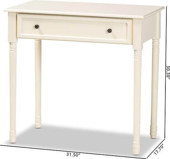 Wholesale Interiors Consoles - Mahler Classic and Traditional White Finished Wood 1-Drawer Console Table