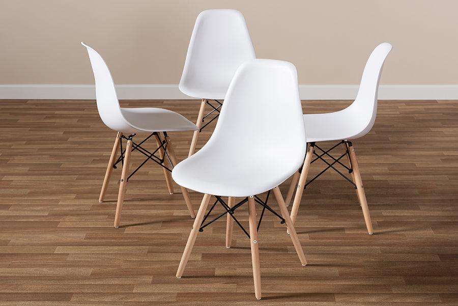 Wholesale Interiors Dining Chairs - Sydnea Mid-Century Modern White Acrylic Brown Wood Finished Dining Chair (Set of 4)