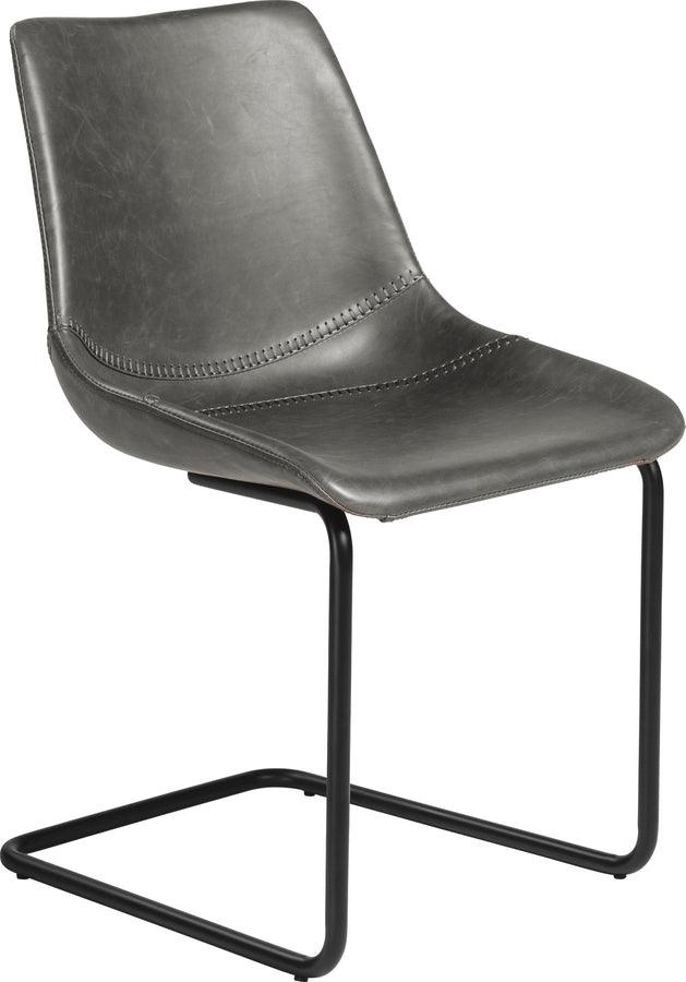 Euro Style Dining Chairs - Flynn Side Chair in Vintage Gray with Black Steel Legs - Set of 2