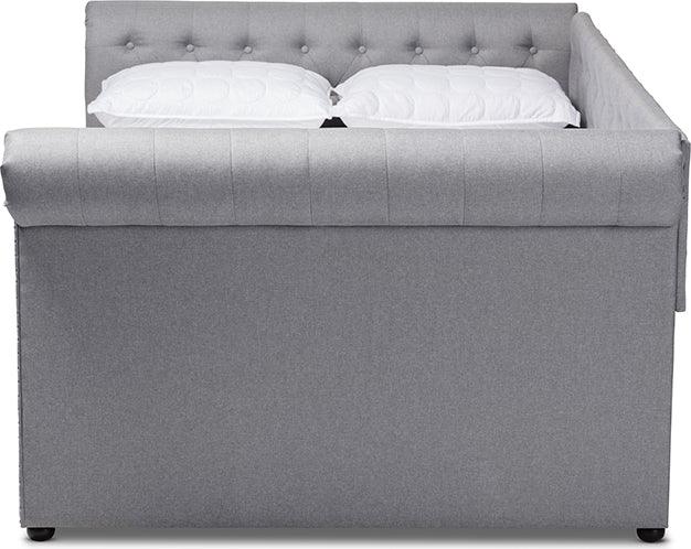 Wholesale Interiors Daybeds - Mabelle Modern and Contemporary Gray Fabric Upholstered Full Size Daybed with Trundle
