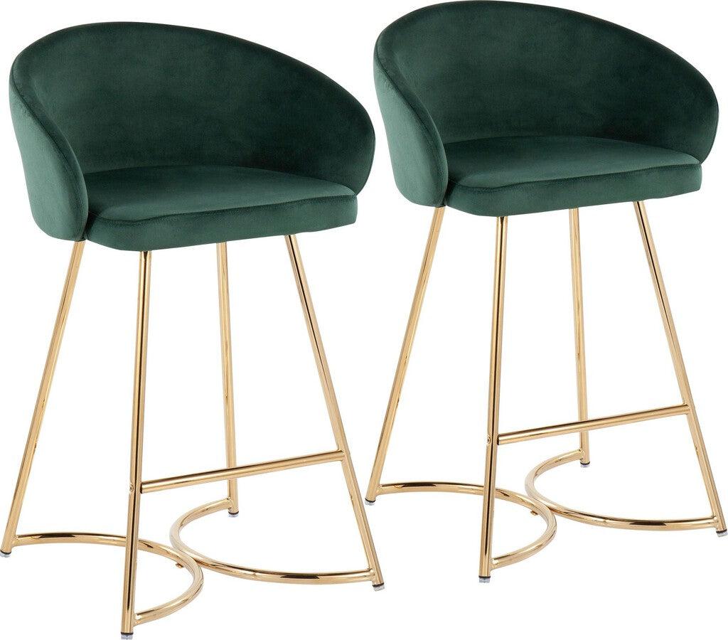 Lumisource Barstools - Cece /Glam Counter Stool In Gold Steel & Green Velvet (Set of 2)