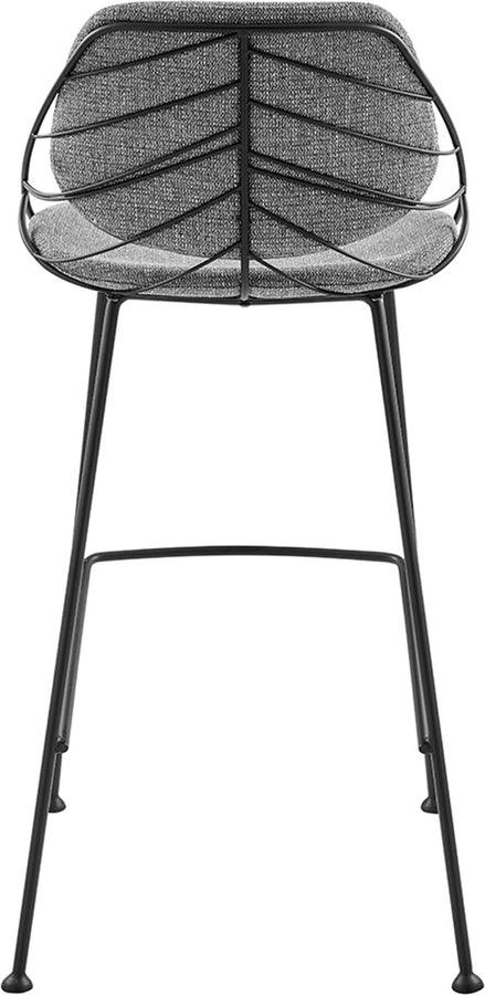 Euro Style Barstools - Linnea-B Bar Stool in Light Gray Fabric with Matte Black Frame and Legs - Set Of 2