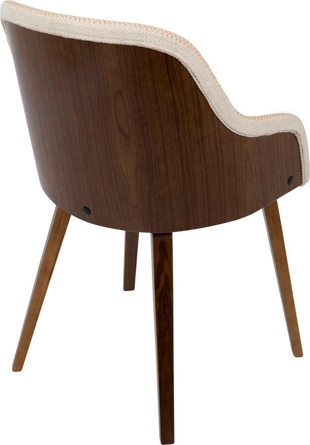 Lumisource Dining Chairs - Bacci Mid-Century Modern Dining/ Accent Chair in Walnut Wood and Cream Fabric