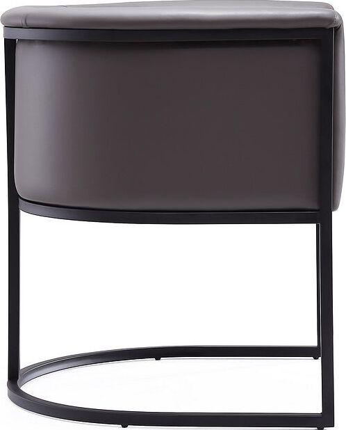 Manhattan Comfort Dining Chairs - Bali Pebble and Black Faux Leather Dining Chair