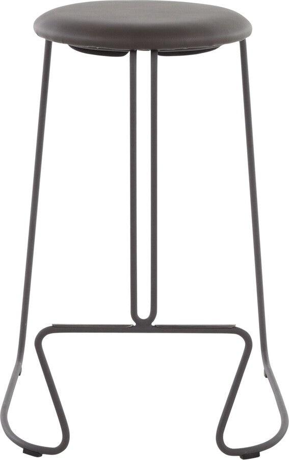 Lumisource Barstools - Finn Contemporary Counter Stool in Black Steel and Grey Faux Leather - Set of 2
