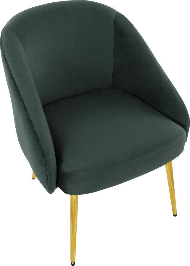 Lumisource Accent Chairs - Shiraz Contemporary/Glam Chair In Gold Metal & Green Velvet