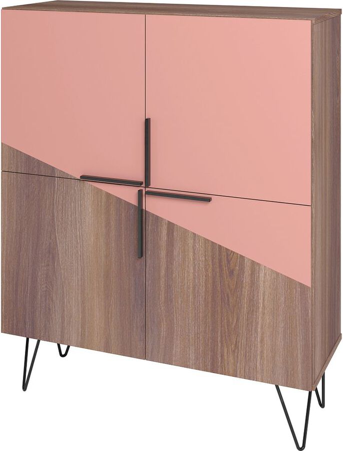 Manhattan Comfort Buffets & Cabinets - Beekman 43.7 Low Cabinet in Brown and Pink