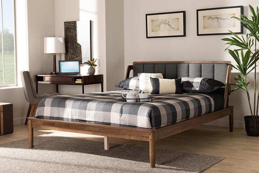 Wholesale Interiors Beds - Helsa King Bed Dark Gray & Walnut