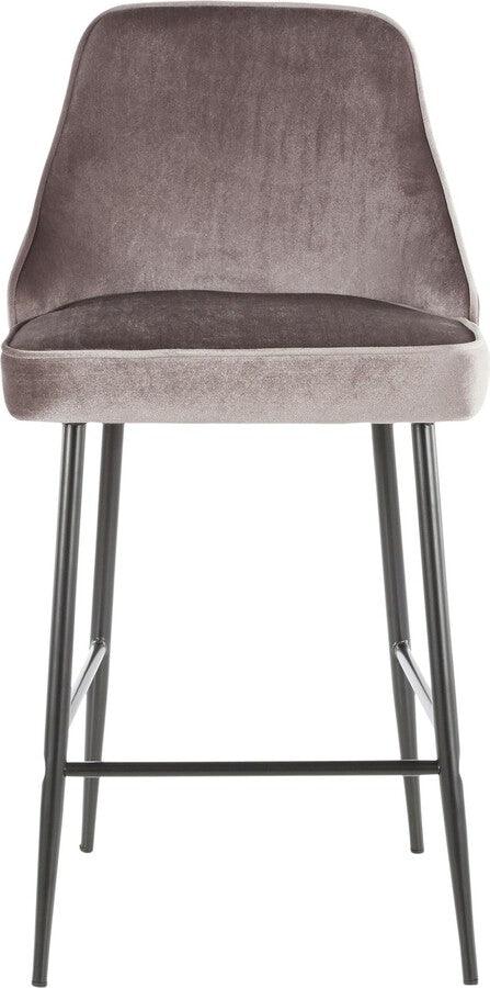Lumisource Barstools - Marcel Contemporary Counter Stool in Black Metal and Silver Velvet - Set of 2