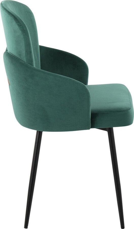 Lumisource Dining Chairs - Dahlia Contemporary Dining Chair In Black Metal & Green Velvet With Gold Accent (Set of 2)