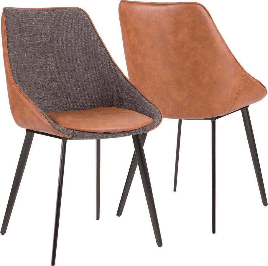 Lumisource Dining Chairs - Marche Contemporary Two-Tone Chair in Brown Faux Leather & Grey Fabric - Set of 2