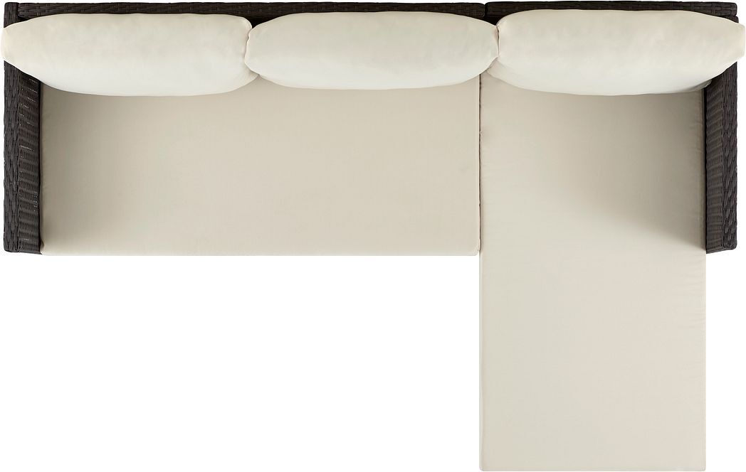 Manhattan Comfort Outdoor Conversation Sets - Menton Patio 2-Seater and Lounge Chair with Coffee Table with Cream Cushions