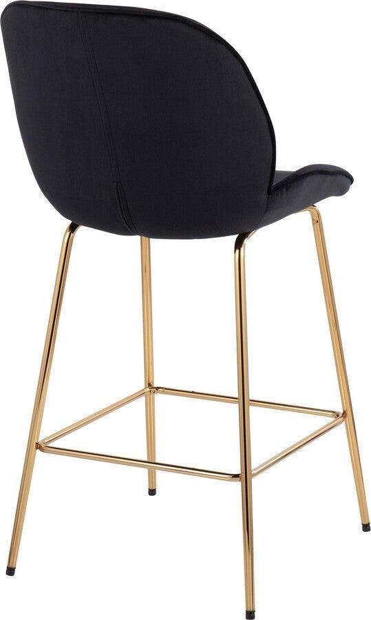 Lumisource Barstools - Diva /Glam Counter Stool In Gold Steel & Black Velvet (Set of 2)
