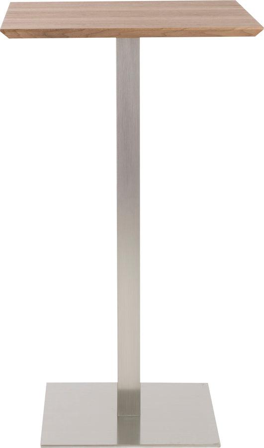 Euro Style Bar Tables - Elodie-B 24" Bar Table in Walnut with Brushed Stainless Steel Column and Base
