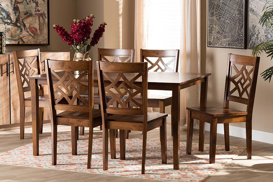Wholesale Interiors Dining Sets - Nicolette Walnut Brown Finished Wood 7-Piece Dining Set