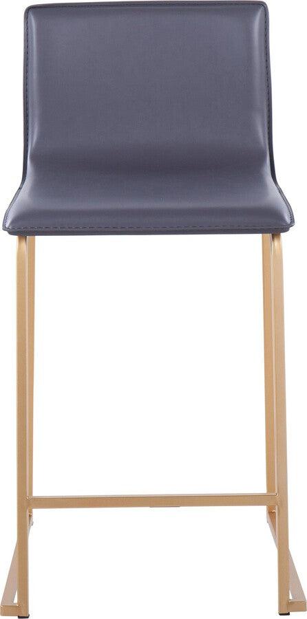 Lumisource Barstools - Mara 26" Counter Stool In Gold Metal & Grey Faux Leather (Set of 2)