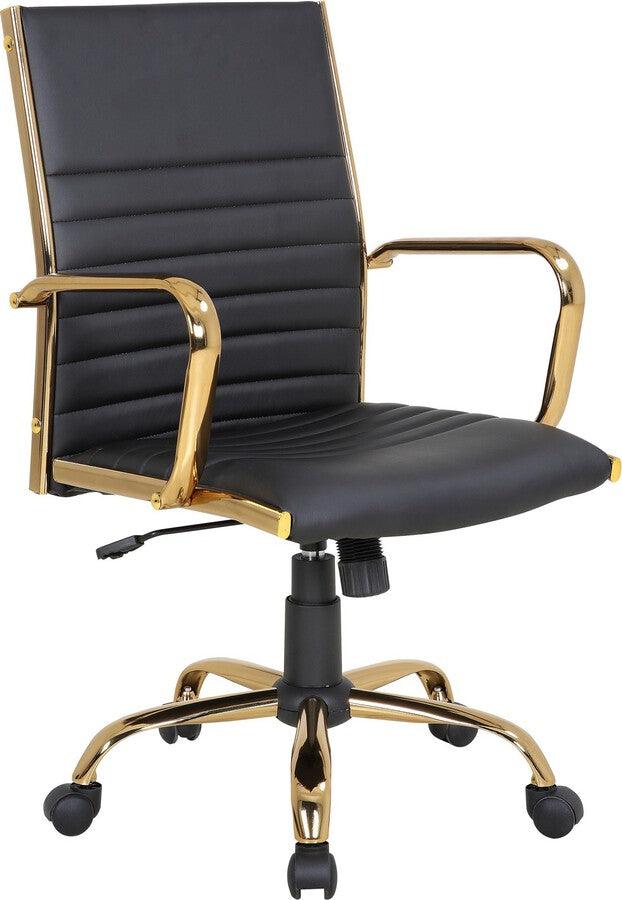 Lumisource Task Chairs - Master Contemporary Adjustable Office Chair with Swivel in Gold with Black Faux Leather