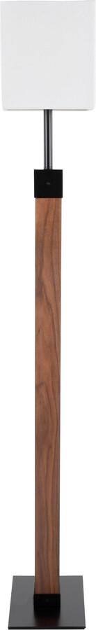 Lumisource Floor Lamps - Live Edge Contemporary Floor Lamp In Black Steel & Walnut Wood With White Shade