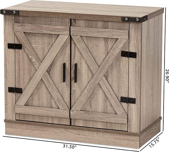 Wholesale Interiors Shoe Storage - Wayne Modern Contemporary Farmhouse Oak Brown Finished Wood 2-Door Shoe Storage Cabinet