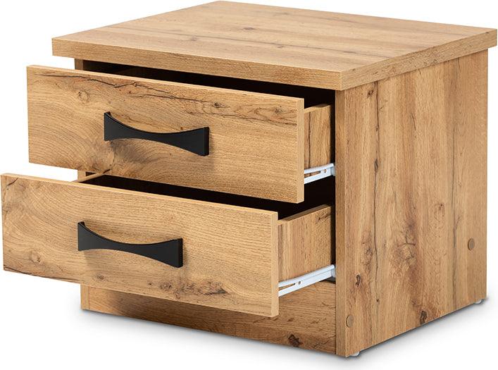 Wholesale Interiors Nightstands & Side Tables - Colburn Oak Brown Finished Wood 2-Drawer Nightstand
