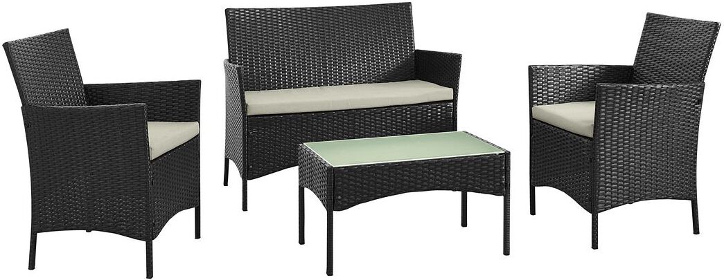 Manhattan Comfort Outdoor Conversation Sets - Imperia Patio 4- Person Conversation Set with Coffee Table with Cream Cushions