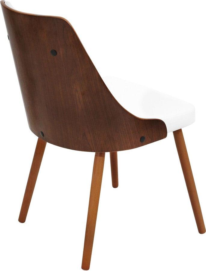 Lumisource Dining Chairs - Gianna Mid-Century Modern Dining/Accent Chair in Walnut with White Faux Leather