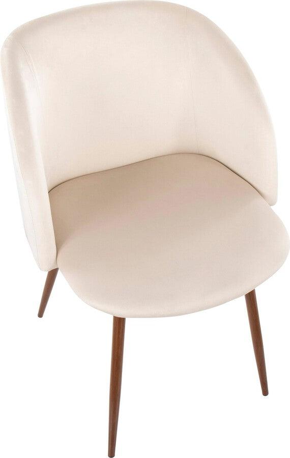 Lumisource Dining Chairs - Fran Contemporary Dining/Accent Chair In Walnut With Cream Velvet (Set of 2)