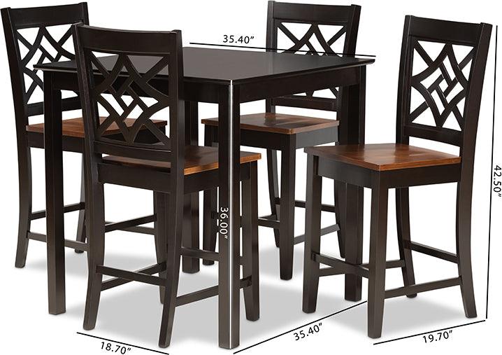 Wholesale Interiors Dining Sets - Nicolette Contemporary Dark Brown and Walnut Brown Finished Wood 5-Piece Pub Set