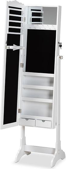 Wholesale Interiors Cabinets & Wardrobes - Madigan Modern and Contemporary White Finished Wood Jewelry Armoire with Mirror