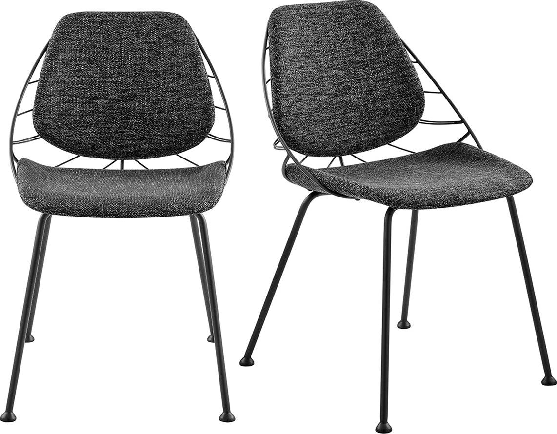 Euro Style Dining Chairs - Linnea Side Chair In Black Fabric with Matte Black Frame and Legs - Set of 2