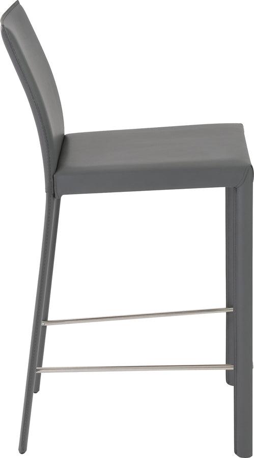 Euro Style Barstools - Hasina Counter Stool in Gray with Polished Stainless Steel Legs - Set of 2