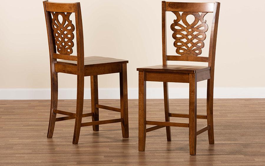 Wholesale Interiors Barstools - Gervais Counter Stool Walnut Brown (Set of 2)